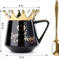 premium_ceramic crown coffee mug in black queen of everything with teaspoon