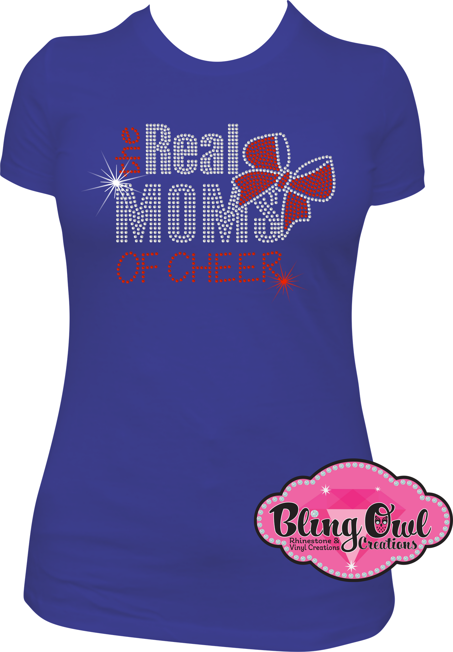 real_moms_cheer design rhinestones sparkle bling transfer
