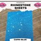 capri blue colored adhesive rhinestone sheets sparkle bling diy aesthetic decor