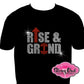 rise_and_grind_ladies_shirt custom rhinestone designed t-shirt for women fitness_enthusiast gym diva tees wellness lifestyle sparkle bling shirts for women