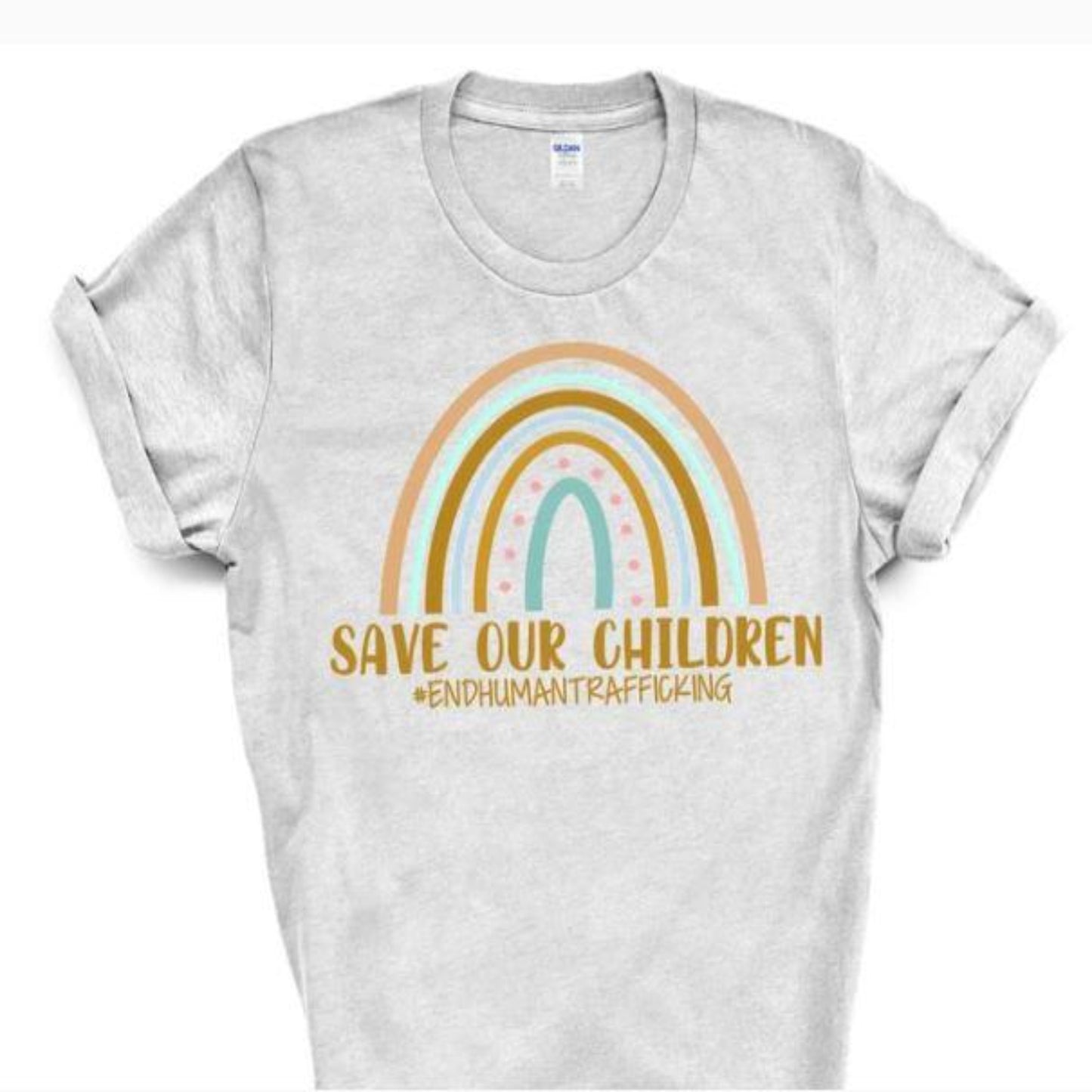 save_our_children_end_human_trafficking with rainbow design specialty tee comfortable shirt casual tshirt everyday tee