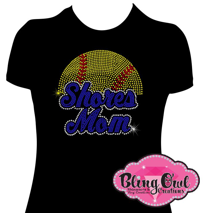 shores_mom_softball shirt spirit _wear cheer_tee game_day shirt rhinestones sparkle bling