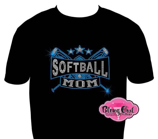 softball_mom_bats design shirt gameday tshirt rhinestones sparkle bling