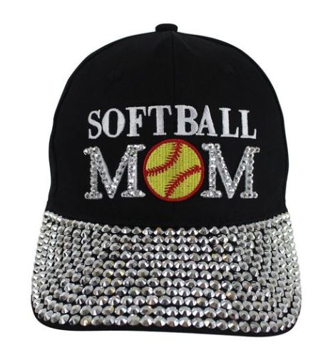 softball_mom_hat_bling Hat_with_rhinestones softball_love_sparkles timeless_and_trendy accessories classic_and_chic cap for bling_babes_bling_mama 