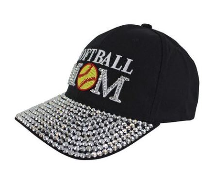 softball_mom_hat_bling Hat_with_rhinestones softball_love_sparkles timeless_and_trendy accessories classic_and_chic cap for bling_babes_bling_mama