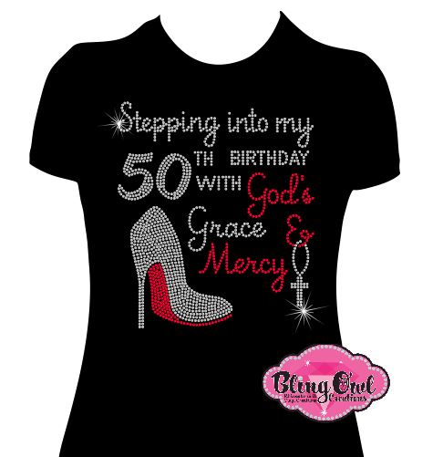 birthday_God_grace_mercy_heel design rhinestones sparkle bling