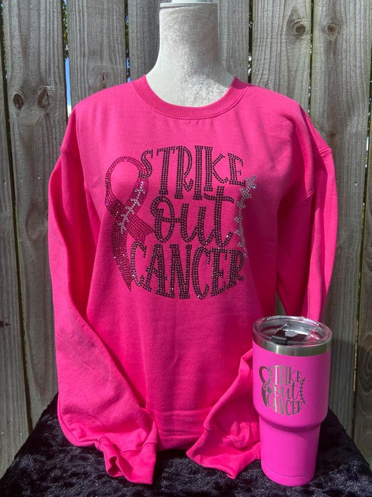strike_out_cancer sweatshirt rhinestones sparkle bling