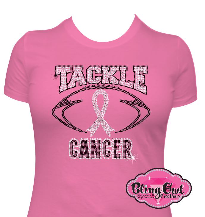 tackel cancer design shirt spread_awareness show_support statement_shirt special_cause t-shirt shirt_with_a_purpose rhinestones sparkle bling 