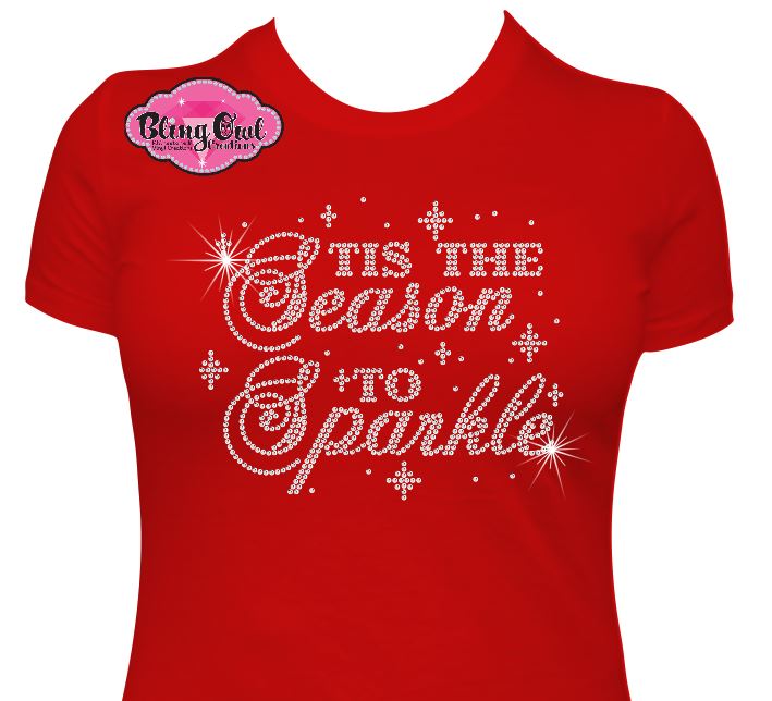 tis_the_season_to_sparkle design chrismas holiday rhinestones sparkle bling transfer