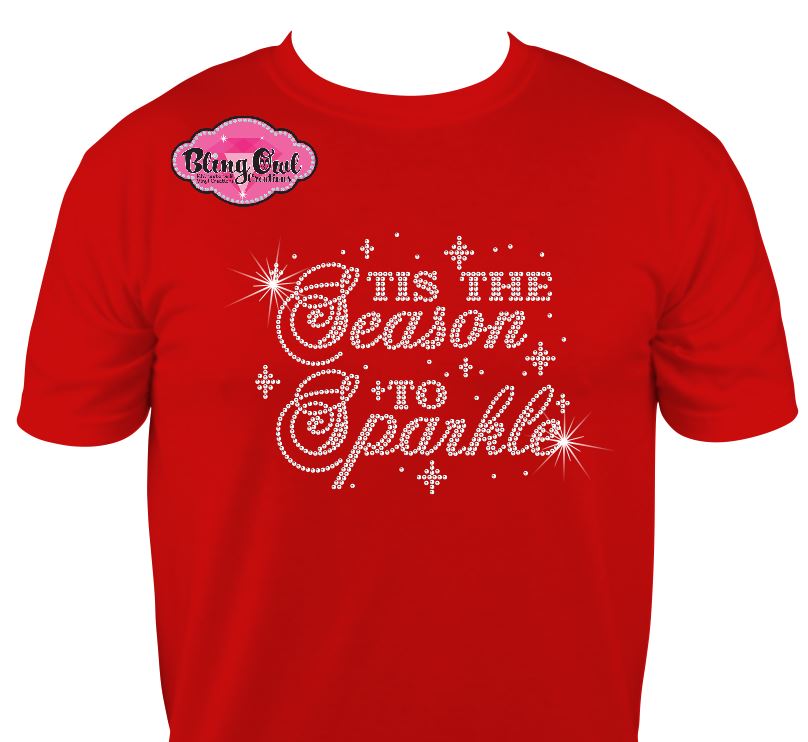 tis_the_season_to_sparkle design shirt chrismas tshirt holiday wear rhinestones sparkle bling