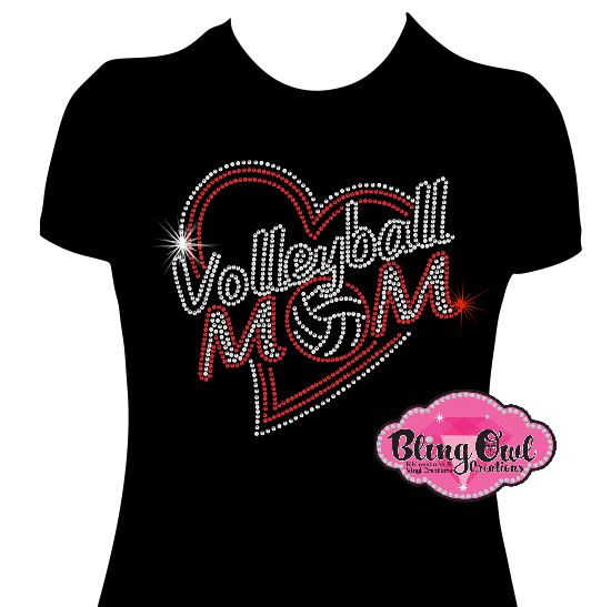volleyball_mom design sports mama rhinestones sparkle bling transfer