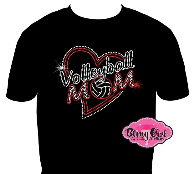 volleyball_mom design sports mama rhinestones sparkle bling transfer