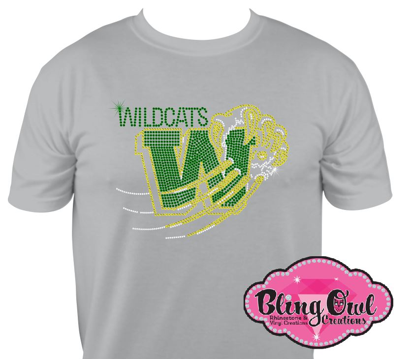 wildcats_w_with_claw rhinestones sparkle bling