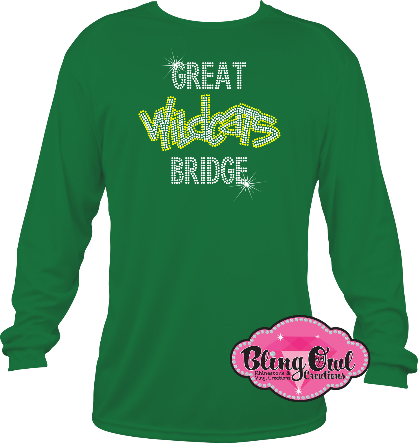 great_bridge wildcats school_spirit_wear longsleeves rhinestones sparkle bling