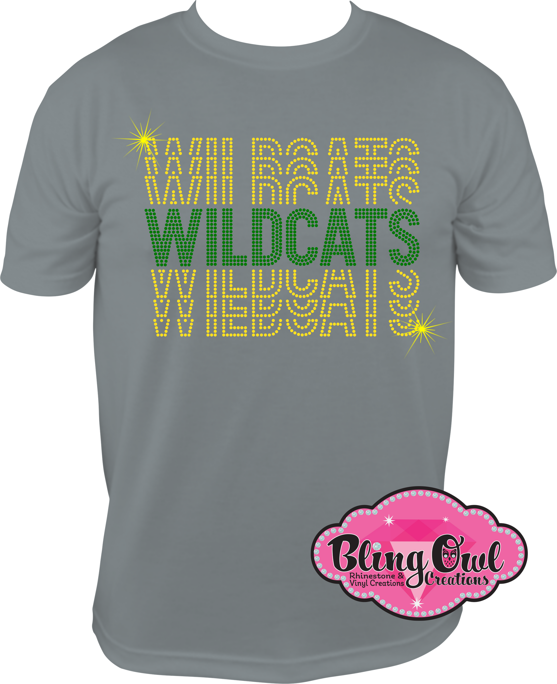 wildcats school_spirit_wear mascot rhinestone sparkle bling transfer