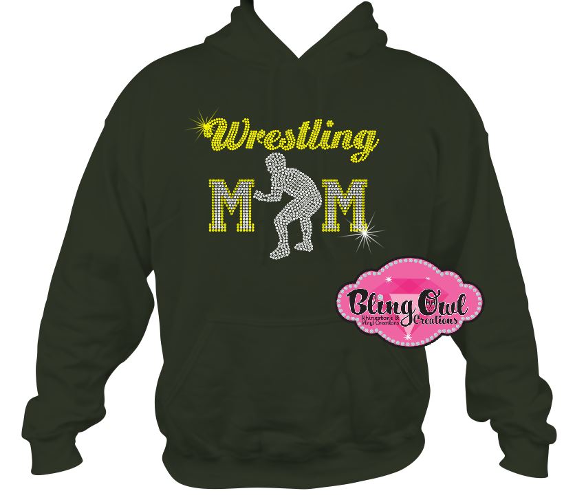 wrestling_mom shirt sports_mom casual_and comfort style rhinestones sparkles bling