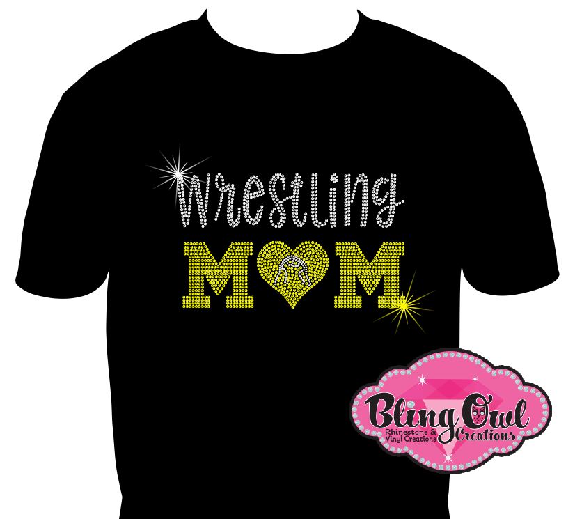 wrestling_mom shirt sports_mom casual_and comfort style rhinestones sparkles bling