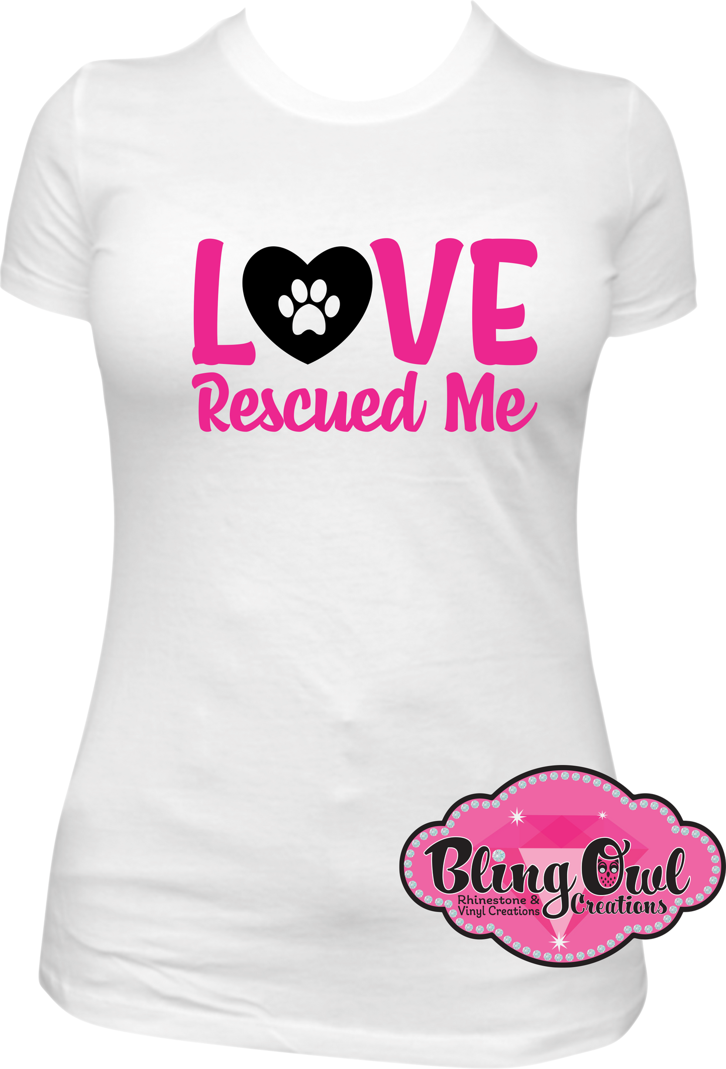 love_paw_print_rescued_me vinyl design shirt 